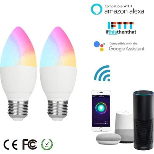 Tuya Smart Wifi LED Bulb E14, RGB Dimmable Light Bulb 5W, , Work with Alexa Echo Google Home Assistant, No Hub Required