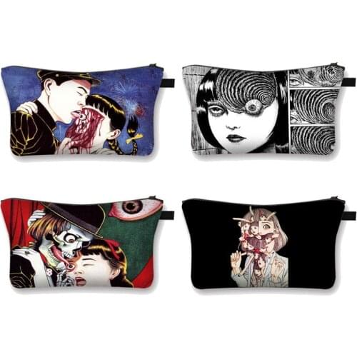 Japanese Horror Manga Cosmetic Bag Women Make Up Bag Ladies Girls Organize Bags Casual Travel Portable Pouch