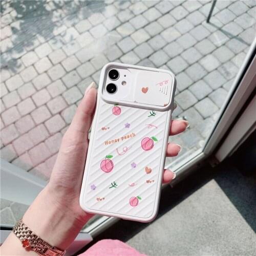 Funny Cute Strawberry Peach Soft Cases For iphone 12 11 Pro Max 7 8 plus XR X XS max SE 2 Cover Cartoon Camera Phone Case