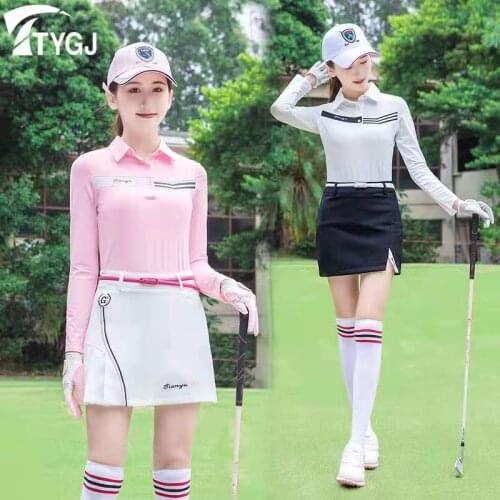 Women Golf T-Shirt Spring Autumn Long Sleeve Sport Shirts Sports Apparel Ladies Striped Golf Sportswear Quick-Dry Slim Fit Tops