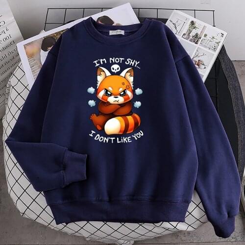 I'm Not Shy I don't Like You Prints Womens Hoodie Hip Hop Casual Hoody Casual Loose Autumn Sweatshirt Harajuku Fleece Top Men