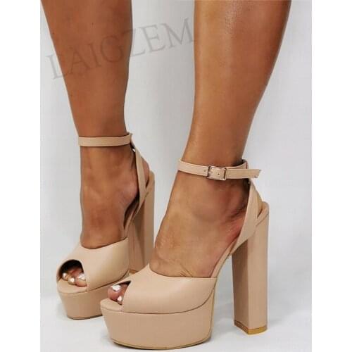 SEIIHEM Platform Sandals For Women Chunky Thick High Heels Pumps Party Unisex Sandalias PromShoes Women Large Size 45 48 49 52