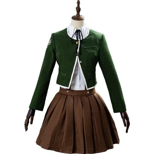 Danganronpa Fujisaki Chihiro Cosplay Costumes Women Girls School Uniform Coat Shirt Dress Outfit Anime Dangan Ronpa Halloween
