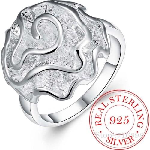 100% 925 Sterling Silver Jewelry Vintage Rose Flower Silver Rings for Women Men Size 6 7 8 9 10 Fashion Anel De Prata Bijoux