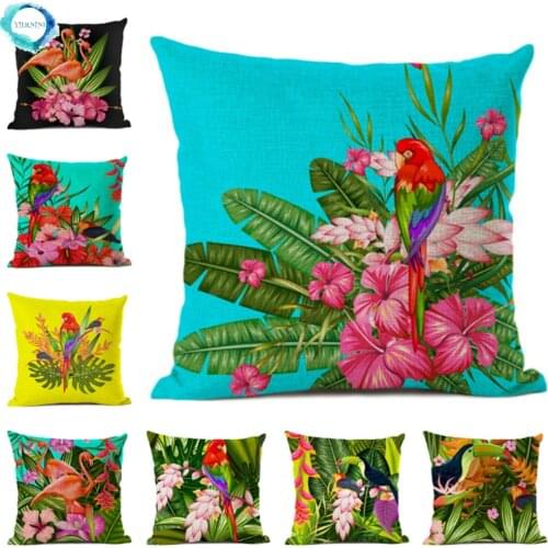 Animal Flamingo Design Cushion Cover Sofa Home Art Decoration Pillow Chair Waist Pillowcase Linen Cotton Pillow Cover 45x45cm