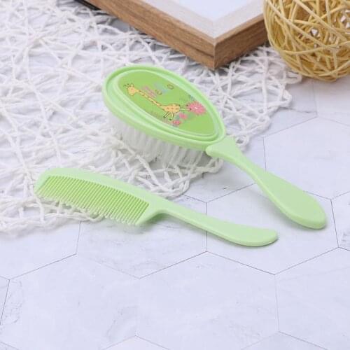 1 Set Baby Comb Brush Nursing Supplies Bathing Washing Hair Soft Bristle Round Tip Safe Head Massage Professional Grooming