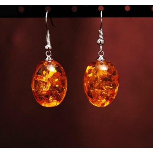 1 Pair Retro Women Earrings Girl Yellow Red Vintage Resin Pendant Ladies Earrings Fashion Jewelry For Women Party Earrings Gift