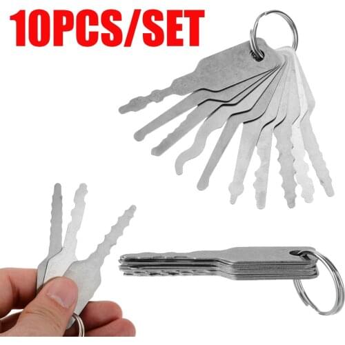 10Pcs/Set Car Stainless Jiggler High Quality Keys Dual Sided Car Unlock Lock Open Repair Tool Kit Accessories