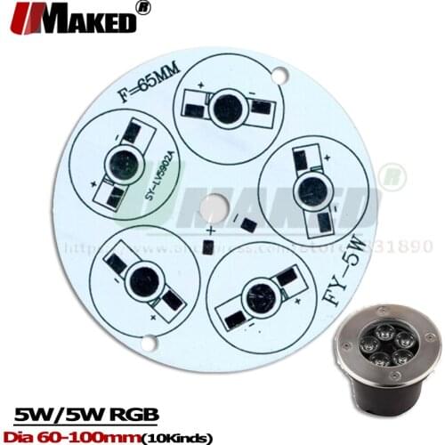 10 Kinds 5W LED PCB Heatsink Dia60-100mm Install High Power LEDs Aluminun Lamp Plate for LED Underwater UnderGround light DIY