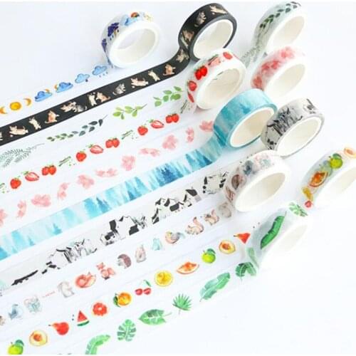 100pcs 7m*15mm DIY Vintage Decorative Adhesive Tape Flower Masking Washi Tape For Home Decoration Diary JF