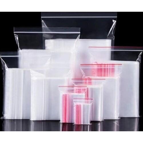 100pcs/pack Resealable Zip Lock Bags Self Seal Clear Plastic Poly Bag Food Storage Package Reclosable Vacuum Fresh Bag