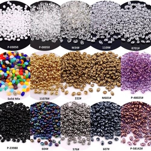 180Pcs 2.5x5mm Czech Double-hole Glass Beads Colored Oval Seedbead For Jewelry Making Necklace Bracelet Garments Sew Accessories