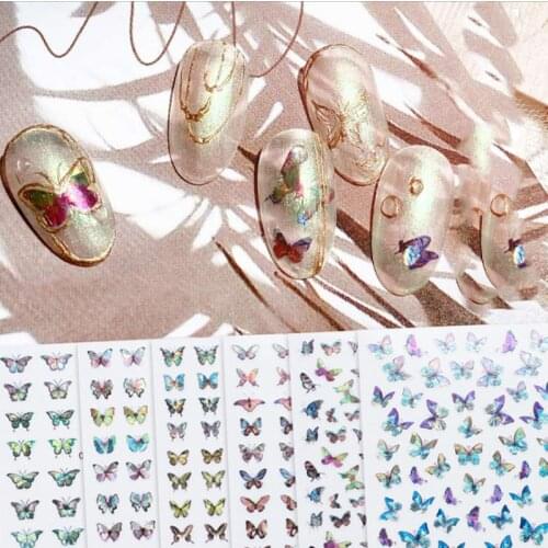 2Sheets/set butterfly Sticker On Nails Foil Transfer 3D Butterfly For Manicure Nail Art Decals Decoration