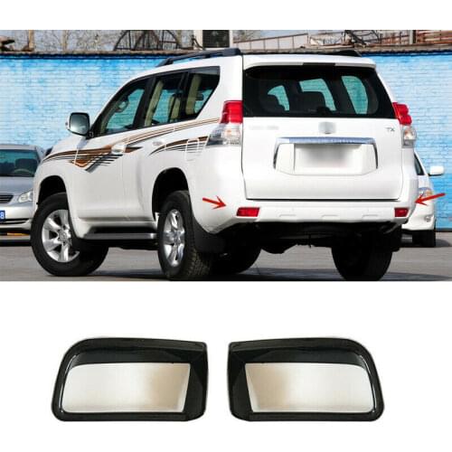 2pcs For Toyota Prado FJ150 2010-2017 Black Rear Bumper Light Fog Lamp Trim Molding Cover Car Styling Accessories