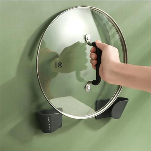 2Pcs Wall Mounted Storage Rack Pot Lid Hanger Pan Cover Holder Hanging Pot Kitchen Cooking Utensil Tool