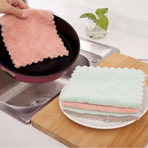 5pcs/set Kitchen Towels Absorbent Thicker Microfiber Wipe Table Kitchen Towel Cleaning Dish Washing Cloth Kitchen Accessories