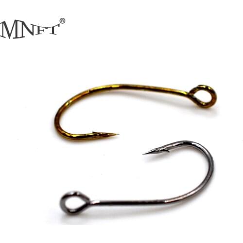 MNFT 50pcs High Carbon Steel Big Eye Fly Fishing Hooks Crank Hook Barbed Fishhook Fishing Tackle Fish Hook Single Stream Fishing