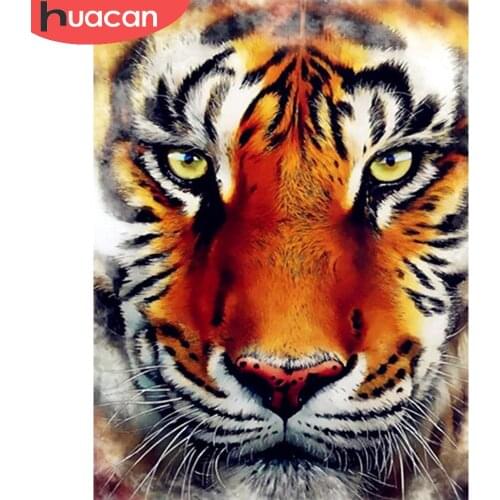HUACAN 5D Diamond Painting Tiger Cross Stitch New Arrival Diamond Embroidery Animal Mosaic Wall Decor Handmade Gift