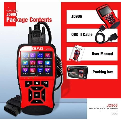 Super obd2 automotive scanner JDiag JD906 Full System with Russian Upgraded Code Reader OBD2 Scanner JD906 Better than KW850
