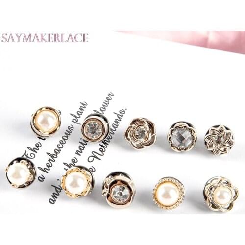 10 Pcs Women Button Brooch Set Fashion Imitation Pearl Rhinestones Pin Coat Clothes Pins Accessories Gifts Brooches for Women