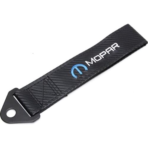Carbon fiber cloth Trailer Tow Rope Belt for MOPAR emblem Car Front bumper RACING decoration for Chrysler jeep ford accessories