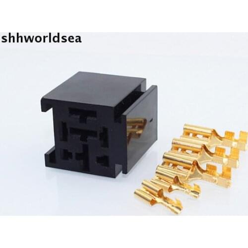Shhworldsea 80A Car Relay Holder general automotive relay socket Auto Connector 4 5 pin 12V 24V MOTO for big flat pins suitable