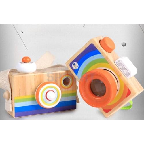 Kids Wooden Camera Toy Mini Cute Kaleidoscope Camera Kids Room Decor Christmas Birthday Gifts