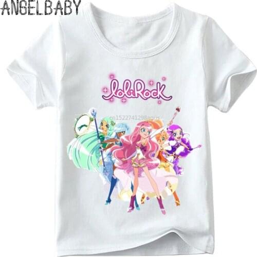 Children LoliRock Magical Girls Funny T shirt Summer Baby Girls Cute Short Sleeve Tops Kids Casual T-shirt,HKP5142