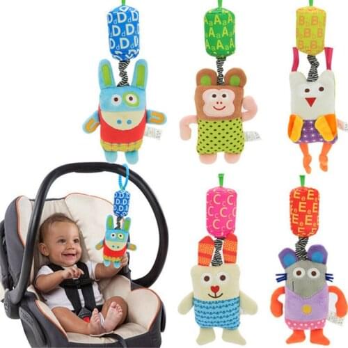 Baby Kids Mobile Rattles Soft Cute Plush Letter Animal Toys Ring Bell Wind Chime Hanging Crib Cartoon Animal