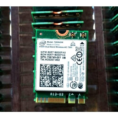 Dual band Wireless AC 7265 7265NGW 7265 AC BT4.0 867Mbps NGFF M2 Wireless Card