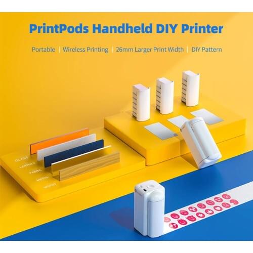 EVEBOT Printpods Handheld Mobile Mini Portable Multi-Function Large Size Inkjet DIY Printer Wife Connection Handheld Printer#R20