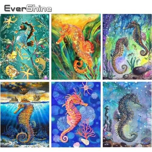 EverShine Diamond Painting Full Square Animals Diamond Embroidery Sale Hippocampus Cross Stitch Rhinestones Art Home Decor