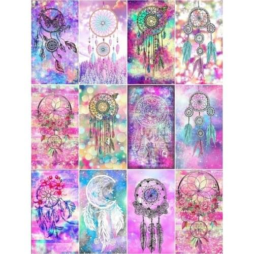 Fezrgea Paint With Diamonds Painting Dream Catcher 5D DIY Christmas Diamond Mosaic Flowers Full Round Picture Of Rhinestone