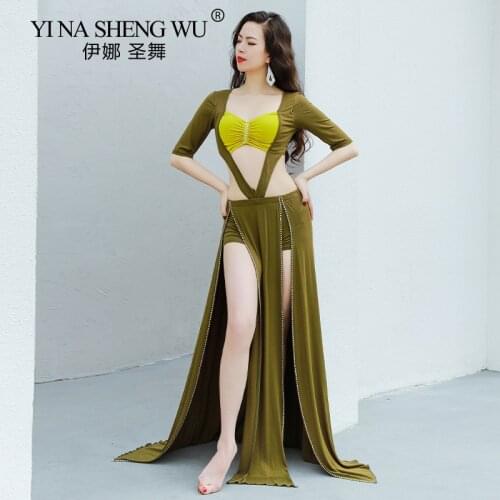Sexy Belly Dance Costume Set Women Long Skirt And Top Comfortable Oriental Dancer Practice Clothes High Waist For Adults Wear