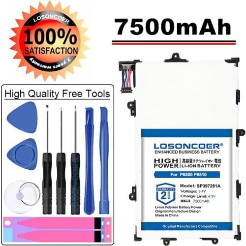LOSONCOER 7500mAh High Capacity Battery For Samsung GALAXY Tab 7.7 GT-P6800 GT-P6810 P6800 P6810 SP397281A(1S2P) SP397281A 1s2p