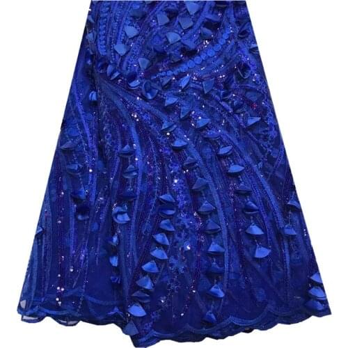 Fashion African Lace Fabric High Quality African 3D Lace Fabric With Sequins For Nigerian Wedding Dress French Lace Fabric F925