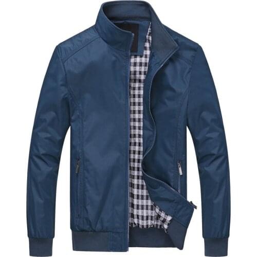Solid Color Casual Jacket Men Spring Autumn Outerwear Mandarin Collar Clothing