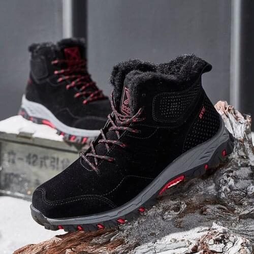 2020 new mens waterproof ankle boots winter warm plush snow boots mens outdoor work boots mens rubber winter mens boots