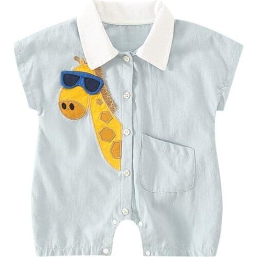 Baby boy new summer shirt clothes newborn Korean short-sleeved romper baby cartoon super cute one-piece