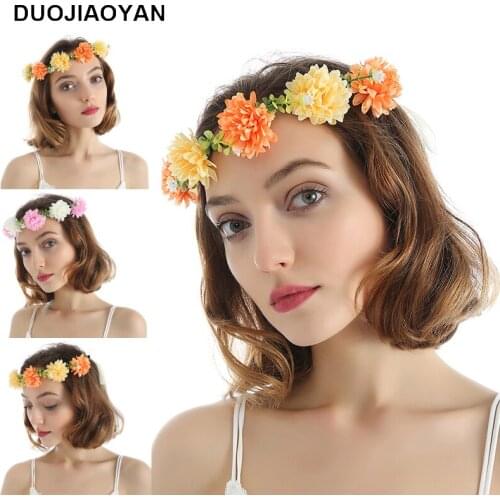 DUOJIAOYAN New boho style ladies lace handmade small flower vine wreath cheap fashion custom party wedding wreath