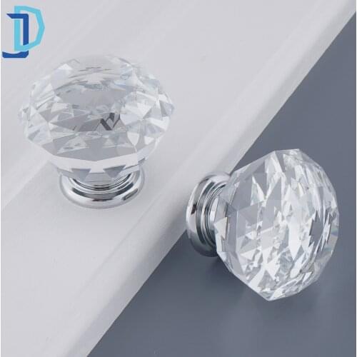 High Quality Furniture Handle Single Hole Crystal Handle For Furniture Glass Drawer Knobs Crystal Cabinet Pull
