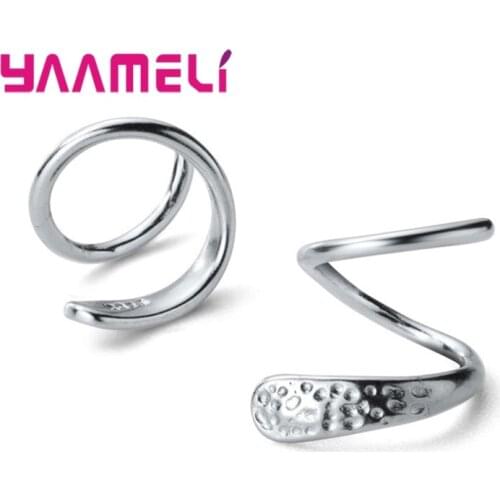 Creative 2 Holes Earrings 100% 925 Sterling Silver Statement Punk Style Women/Men Pendientes Ear Brincos Piercing Jewelry