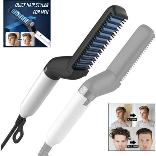 Beard Straightener Multifunctional Hair Brush Mans Hair Flat Iron Quick Heated New Beard Straightener Hair Styling Comb For Men