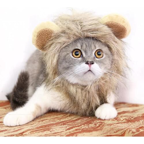 Funny Pet Hats For Small Dogs Cats Hats Emulation Lion Hair Mane Ears Head Cap Scarf Pet Halloween Festival Costume Pet Dress Up