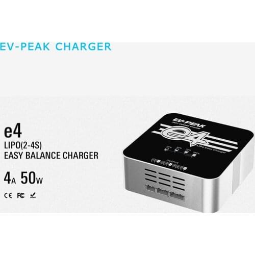 EV-Peak E4 50W 4A AC Input voltage 100V-240V Fast Balance Charger for 2S-4S LiPo Battery For RC Helicopter Part
