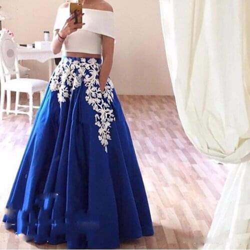 Royal Blue Long Skirts Women With Appliques 2018 Floor Length Vintage Skirt Pocket Zipper Custom Made Female Adult Saia Longa