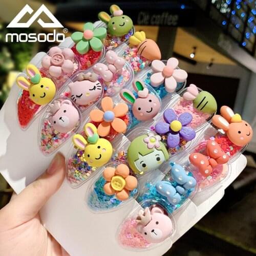 Mosodo 5pcs Women Hair Clips Cute Girls Barrettes Cartoon Fruit Hairpin Snap Clip for Children Kids Headdress Hair Accessories