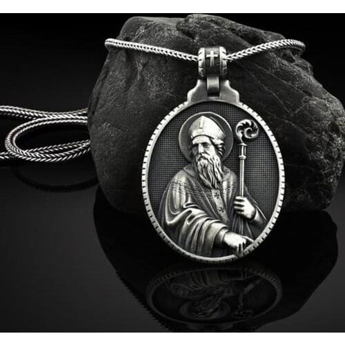 Religious Christianity Badge Pope Medal Catholic Fashion Vintage Mens Pendant Necklace Tag Chain Necklace