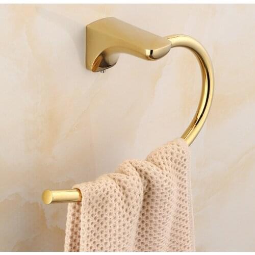 Towel holder Gold non perforated semicircle towel ring Bathroom towel rack stainless steel towel rack Bathroom pendant