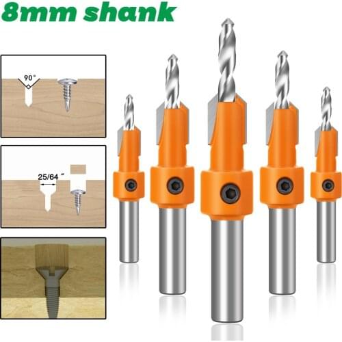 1 pc 8mm/10mm Shank HSS Woodworking Countersink Router Bit Screw Extractor Remon Demolition for Wood Milling Cutter